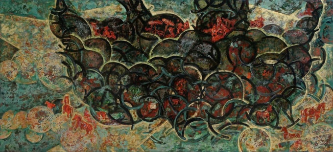 Bức Còn lại, kích thước 100x200 cm. Ảnh: Nhân vật cung cấp