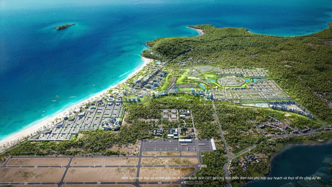 CaraWorld là đại đô thị biển có vị trí liền kề sân bay và cảng quốc tế. Ảnh phối cảnh: KN Cam Ranh