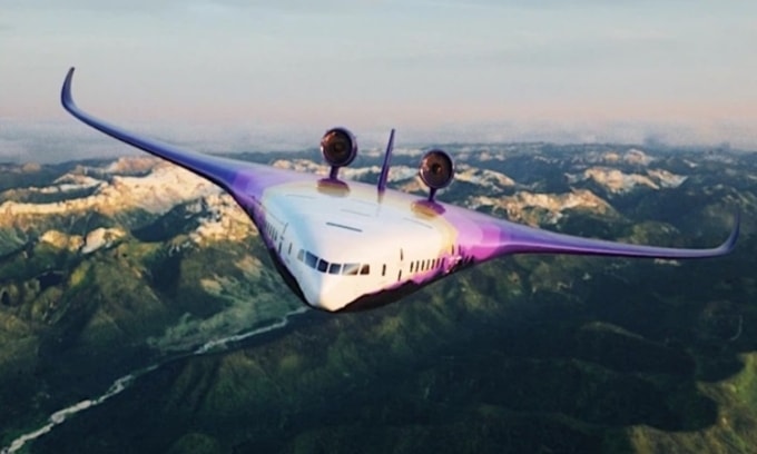 Mô phỏng máy bay cánh liền thân Olympic của Outbound Aerospace bay trong không trùng. Ảnh: Outbound Aerospace