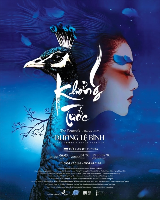 Poster vở vũ kịch Khổng tước - The Peacock Hanoi 2026. Ảnh: VietArt