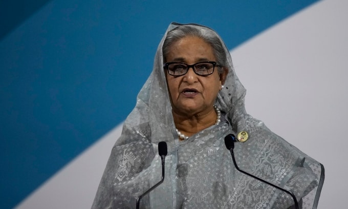 Cựu thủ tướng Bangladesh Sheikh Hasina tại Paris, Pháp, hồi tháng 11/2021. Ảnh: AP