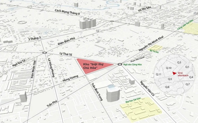 Vị trí khu đất làm công viên và đài tưởng niệm. Đồ hoạ: Hoàng Khánh