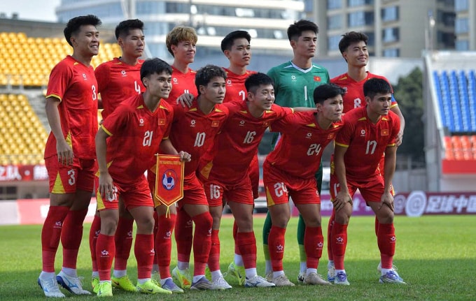 Đội U22 Việt Nam thi đấu tại Panda Cup ở Thành Đô, tỉnh Tứ Xuyên (Trung Quốc). Ảnh: VFF