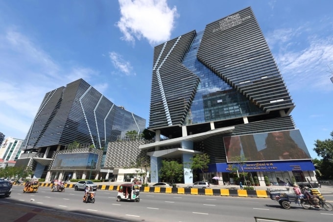 Trụ sở chính của Prince Group tại thủ đô Phnom Penh, Campuchia. Ảnh: Yonhap
