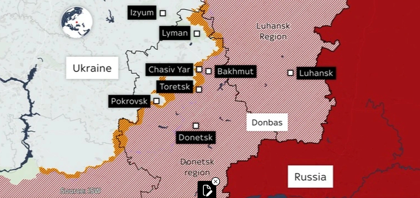 Vị trí thành phố Pokrovsk, Ukraine. (Ảnh: Sky)