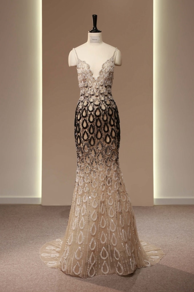 Bộ đầm của Phan Huy dành cho Hương Giang ở bán kết Universe 2025. Ảnh: Nhân vật cung cấp