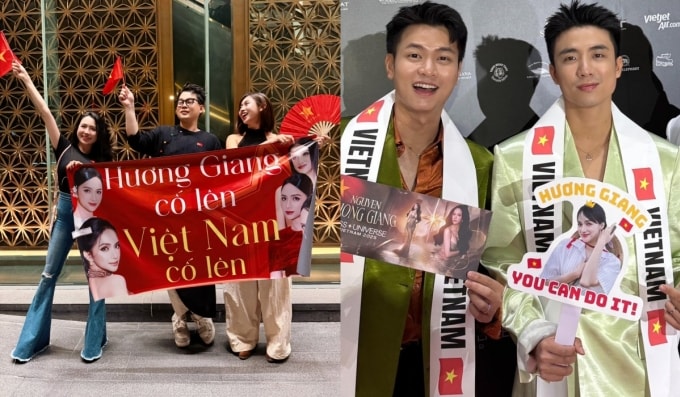 Các nhà sáng tạo nội dung đình đám cổ vũ Hương Giang tại bán kết. Ảnh: Nhân vật cung cấp