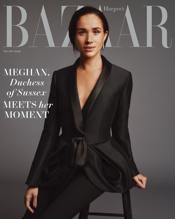 Meghan trên trang bìa tạp chí thời trang. Ảnh: Harpers Bazaar