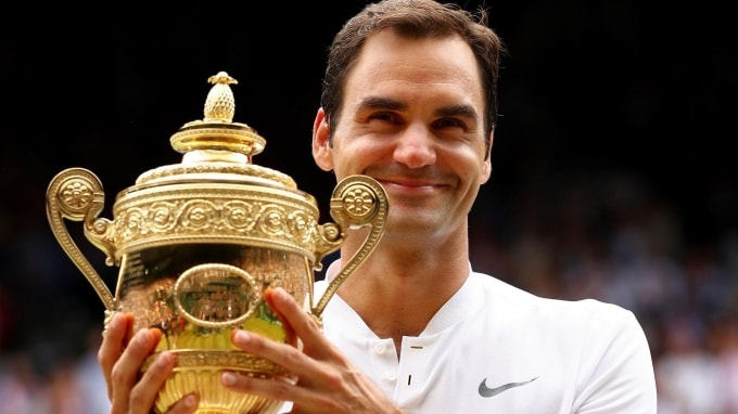 Federer giữ kỷ lục tám lần vô địch đơn nam Wimbledon. Ảnh: BBC