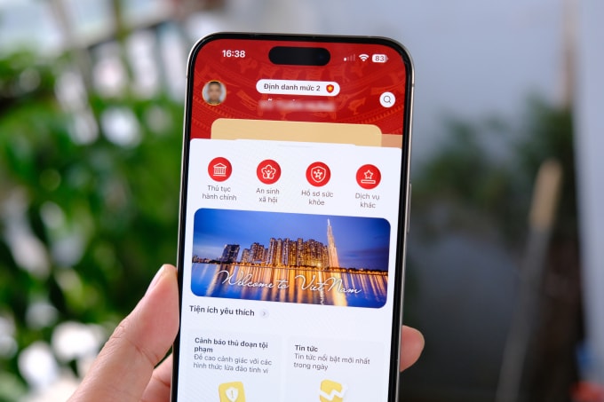 Giao diện ứng dụng VNeID. Ảnh: Tuấn Hưng