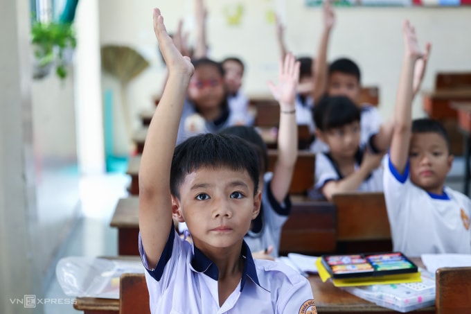 Học sinh trường tiểu học Bùi Văn Mới, phường Phước Long, tháng 9/2025. Ảnh: Quỳnh Trần