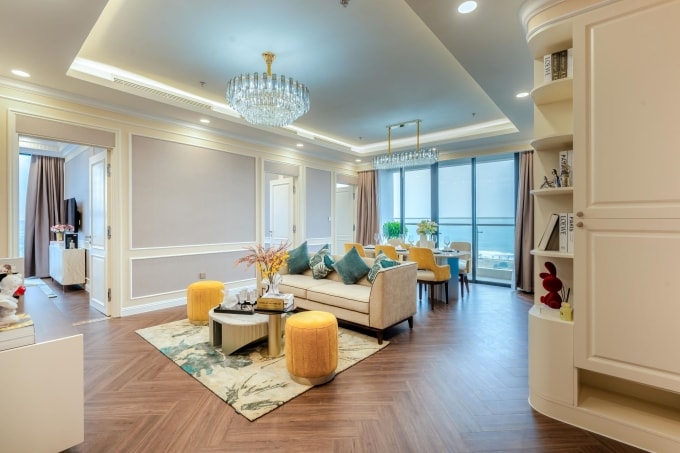 Căn hộ mẫu Newtown Diamond với thiết kế không gian được rộng mở tối đa để đón ánh sáng và gió biển. Ảnh: CĐT