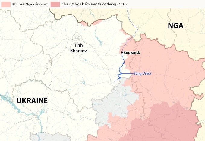 Vị trí thành trì Kupyansk ở tỉnh Kharkov. Đồ họa: RYV