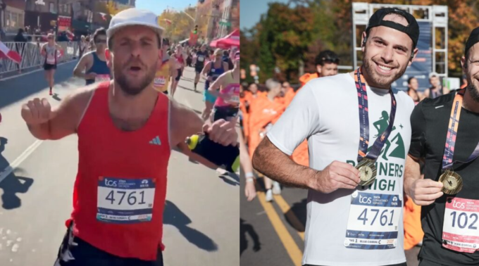 Hai runner cùng bib giả số 4761 tại New York City Marathon 2025. Ảnh: NYRR / MarathonFoto