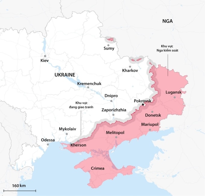 Cục diện chiến sự Nga - Ukraine. Đồ họa: Telegraph