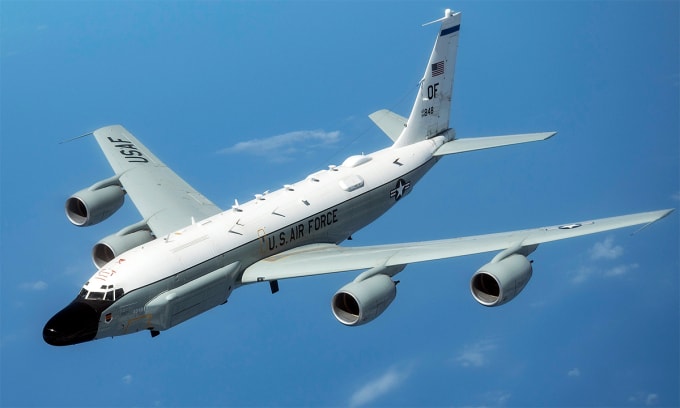 Trinh sát cơ RC-135V của Mỹ trong ảnh công bố ngày 14/2. Ảnh: USAF