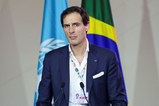 Cao ủy Khí hậu EU Wopke Hoekstra tham dự phiên họp cấp cao thuộc COP30 tại Belem, Brazil ngày 17/11. Ảnh; Reuters