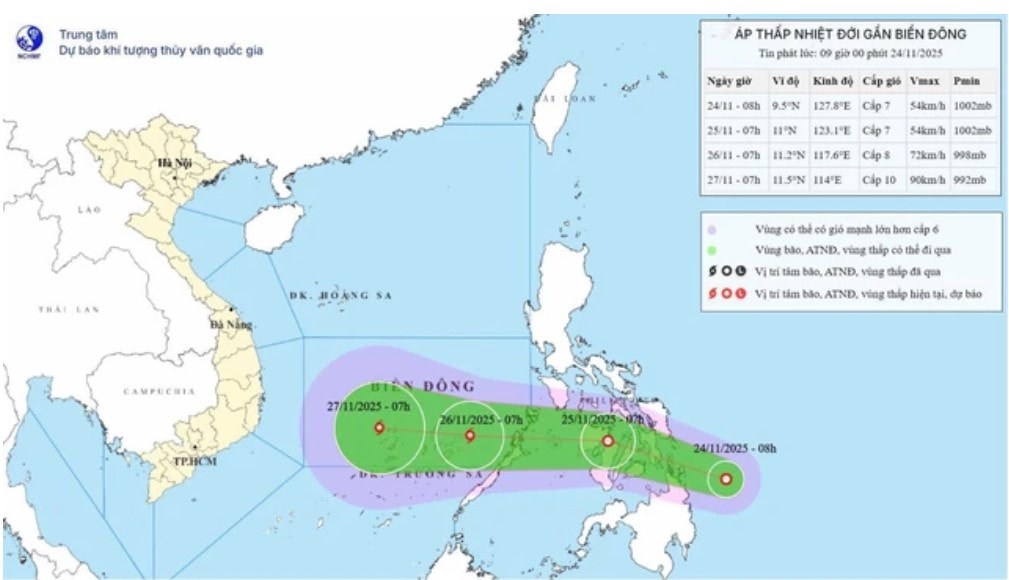 Áp thấp nhiệt đới sắp vào biển Đông.