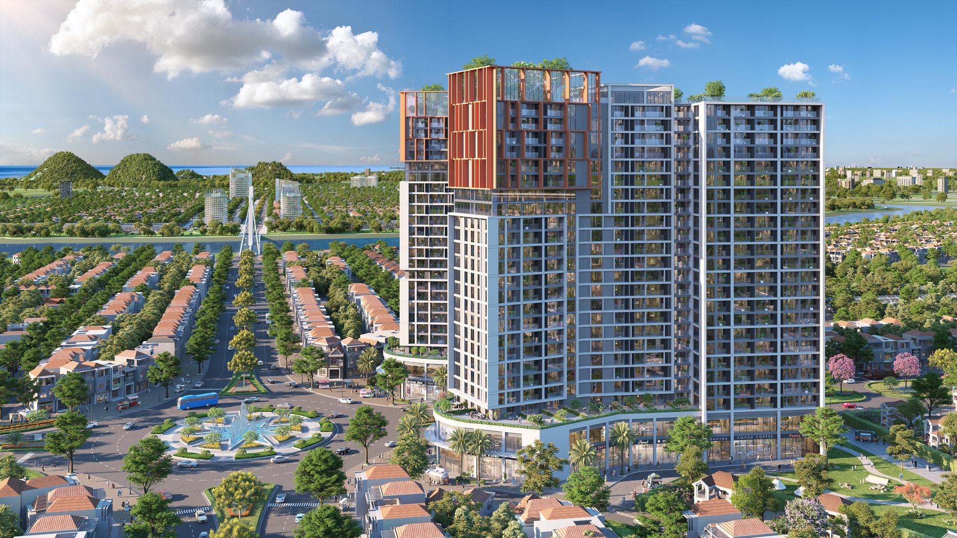 Tổ hợp căn hộ Cora Tower được phát triển bởi Sun Group. (Ảnh phối cảnh: Sun Property)