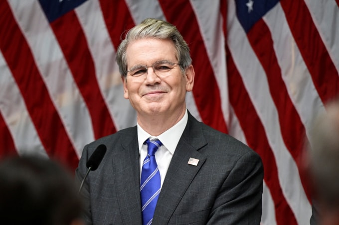 Bộ trưởng Tài chính Mỹ Scott Bessent tại Thụy Điển tháng 7/2025. Ảnh: Reuters