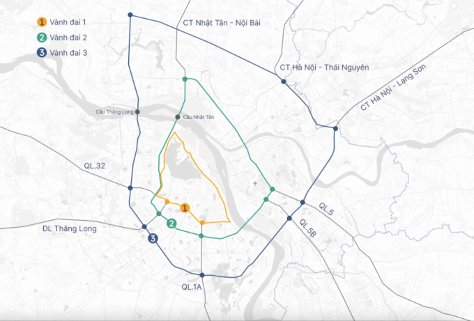 Ba tuyến đường vành đai thực hiện lộ trình hạn chế phương tiện sử dụng nhiên liệu hóa thạch. Đồ họa: Hoàng Khánh