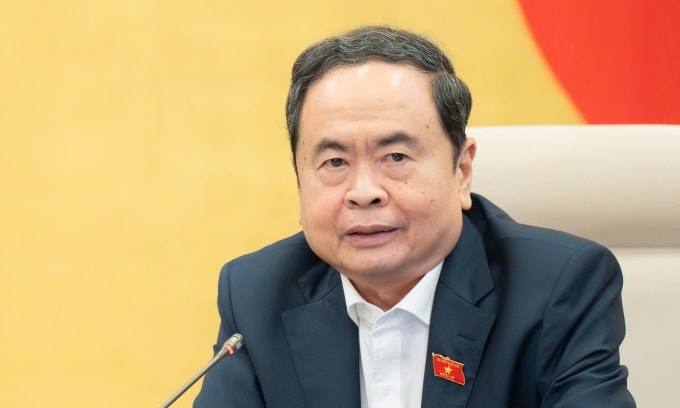 Chủ tịch Quốc hội Trần Thanh Mẫn phát biểu tại phiên họp sáng 24/11. Ảnh: Media Quốc hội