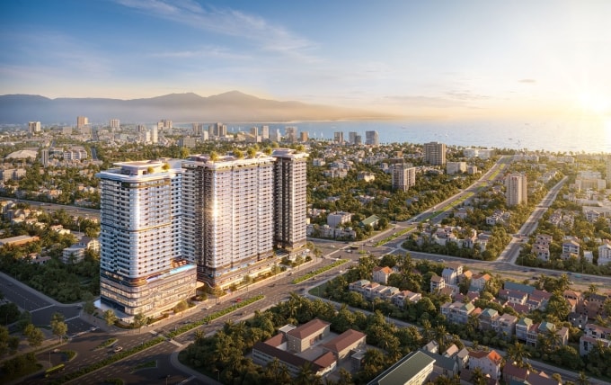 Phối cảnh dự án The Legend Danang gần cầu Rồng. Ảnh: ROX