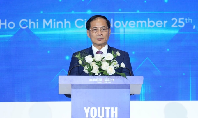 Phó thủ tướng Bùi Thanh Sơn tại talkshow sáng 25/11. Ảnh ban tổ chức