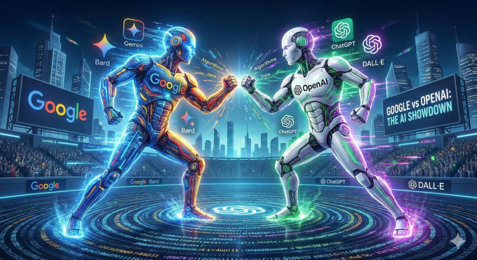 Minh họa Google đối đầu OpenAI. Ảnh: Google Gemini