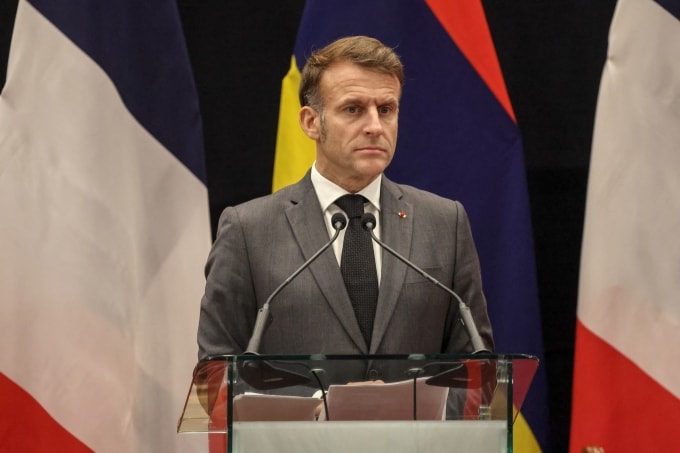 Tổng thống Pháp Emmanuel Macron trong chuyến thăm quốc đảo Mauritius ngày 20/11. Ảnh: AFP