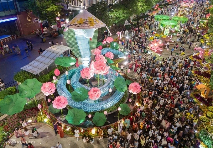 Thiết kế ở đường hoa Nguyễn Huệ dịp Tết Nguyên đán 2025. Ảnh:Quỳnh Trần