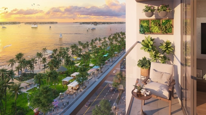 Phối cảnh căn hộ Sun Centro Town với tầm nhìn hướng vịnh Hạ Long. Ảnh: Sun Property