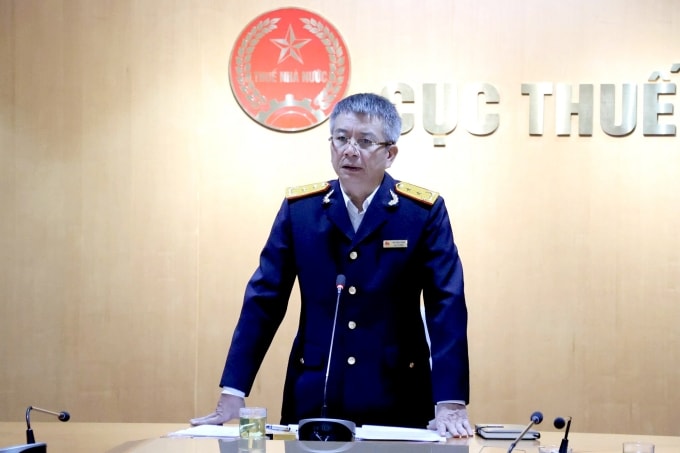 Cục trưởng Mai Xuân Thành phát biểu trong cuộc họp triển khai các chuyên đề trọng điểm chống thất thu thuế. Ảnh: Cục Thuế