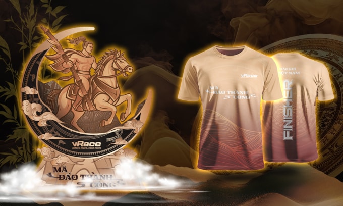 Thiết kế vật phẩm áo và huy chương giải chạy. Ảnh: vRace