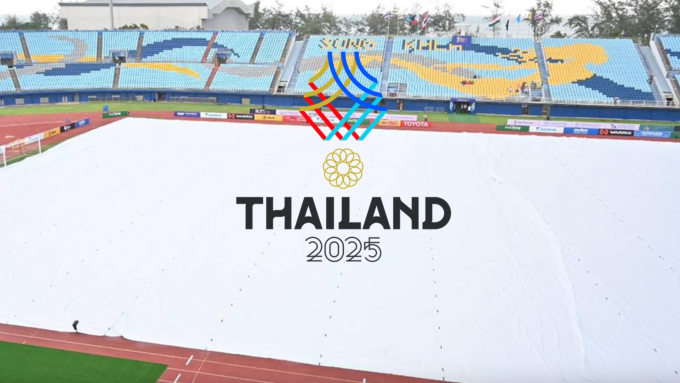Sân Tinsulanon ở Songkhla là nơi tổ chức bảng B môn bóng đá nam SEA Games 33, trước khi phải chuyển địa điểm vì lũ lụt lịch sử. Ảnh: Thairath.
