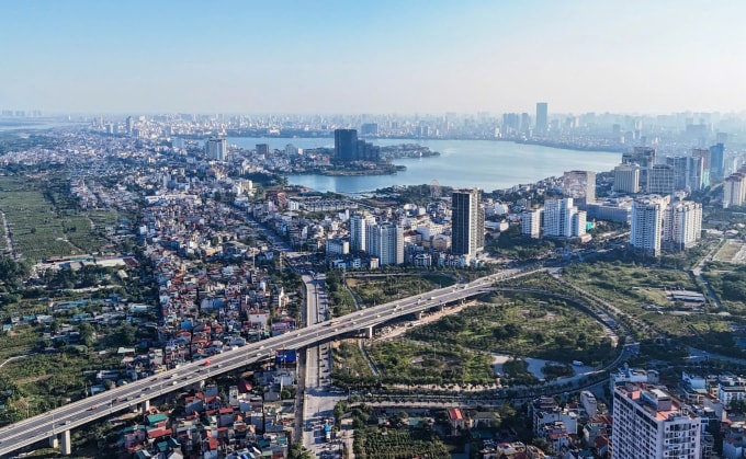 Một góc Thủ đô Hà Nội nhìn từ trên cao từ phía cầu Nhật Tân. Ảnh: Hoàng Phong