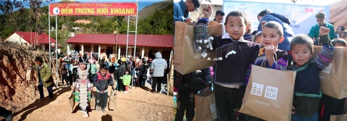 Trường học khang trang giúp các em vùng cao có thêm niềm vui và động lực học tập mỗi ngày. Ảnh: Uniqlo Việt Nam