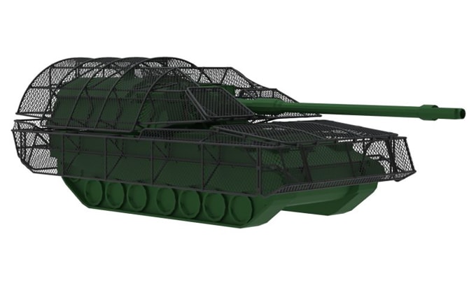 Mô phỏng lồng chống drone của pháo PzH 2000NL. Đồ họa: COBBS