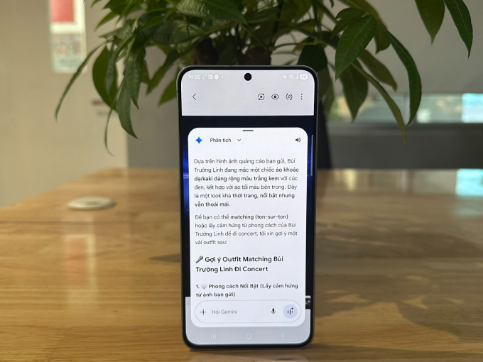 Gemini Live đưa ra tư vấn cho người dùng. Ảnh: Samsung
