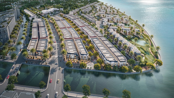 Phối cảnh khu đô thị Mekong District tiếp giáp sông Hậu. Ảnh: N.H.O