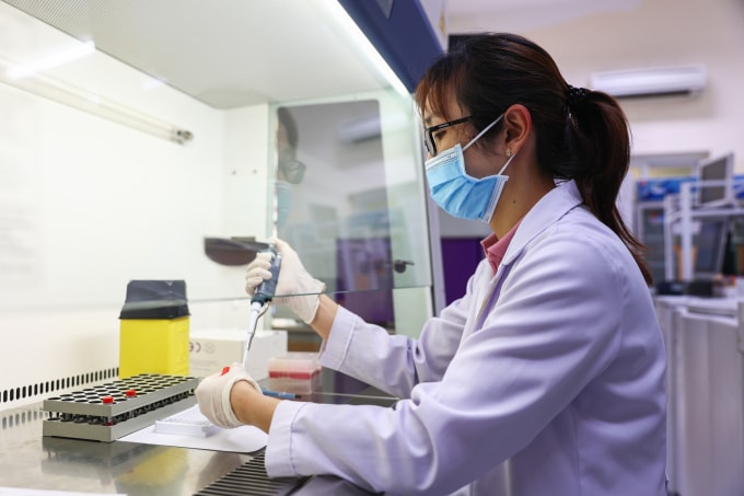 Bác sĩ, nhân viên y tế Viện Pasteur TP HCM nghiên cứu, xét nghiệm, tháng 8/2025. Ảnh: Quỳnh Trần