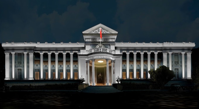 Hệ thống chiếu sáng mỹ thuật tại Bảo tàng TP HCM được thiết kế màu nhẹ nhàng, tạo tính trang nghiêm. Ảnh: Hạ Giang