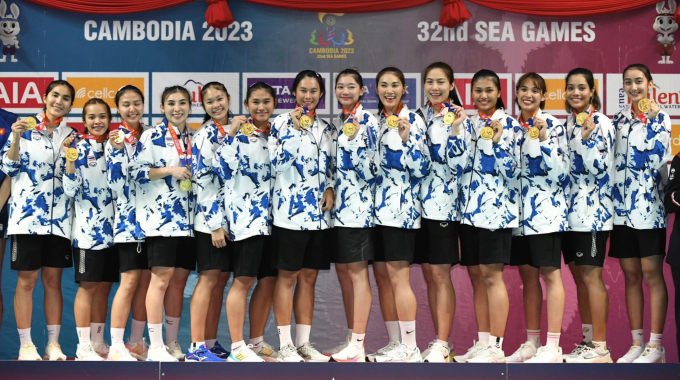 Thái Lan giành HC vàng bóng chuyền nữ SEA Games 32. Ảnh: The Nation Thailand.