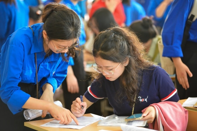 Sinh viên nhập học trường Đại học Sư phạm Thái Nguyên năm 2024. Ảnh: Fanpage trường