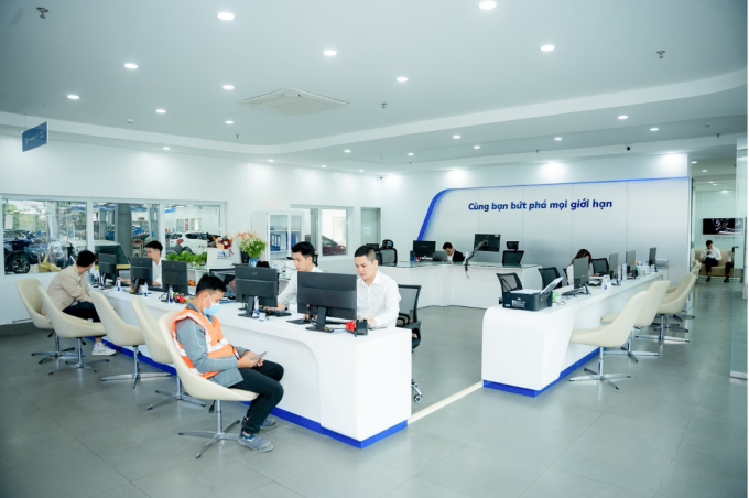 Khu vực tiếp nhận dịch vụ tại xưởng VinFast. Ảnh: VinFast