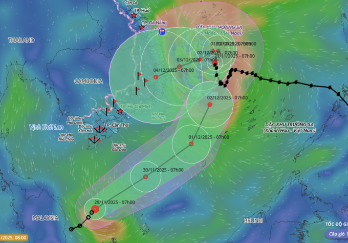 Hai xoáy thuận nhiệt đới cùng xuất hiện ở Biển Đông. Ảnh: Hệ thống giám sát thiên tai