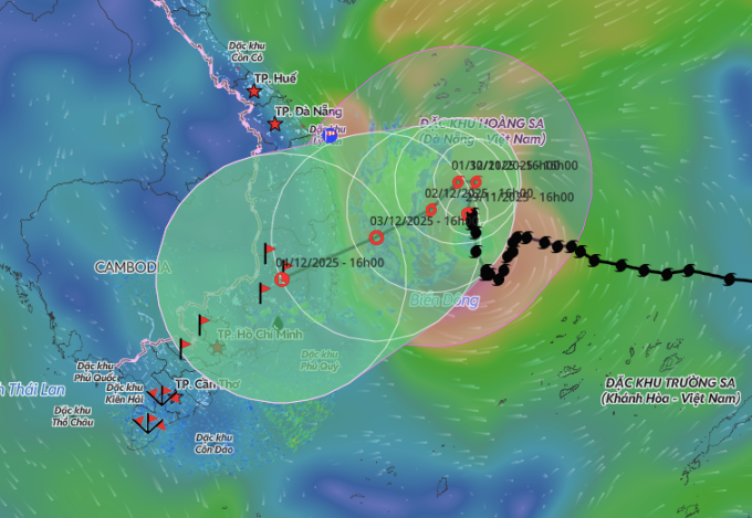 Dự báo hướng đi và vùng ảnh hưởng bão Koto. Ảnh: NCHMF