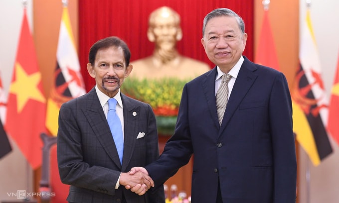 Tổng Bí thư Tô Lâm và Quốc vương Brunei Darussalam Haji Hassanal Bolkiah tại Trụ sở Trung ương Đảng ngày 30/11. Ảnh: Giang Huy