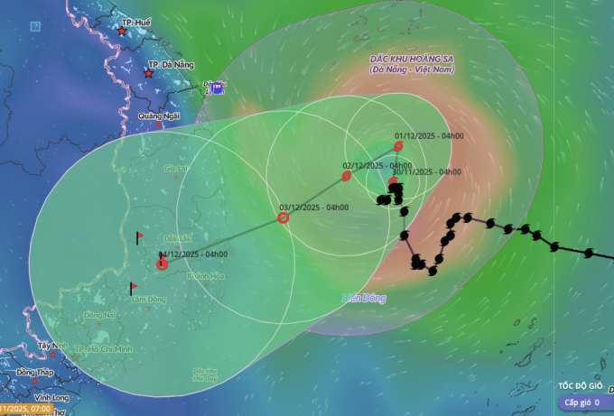Dự báo hướng đi và vùng ảnh hưởng của bão Koto. Ảnh: Hệ thống giám sát thiên tai
