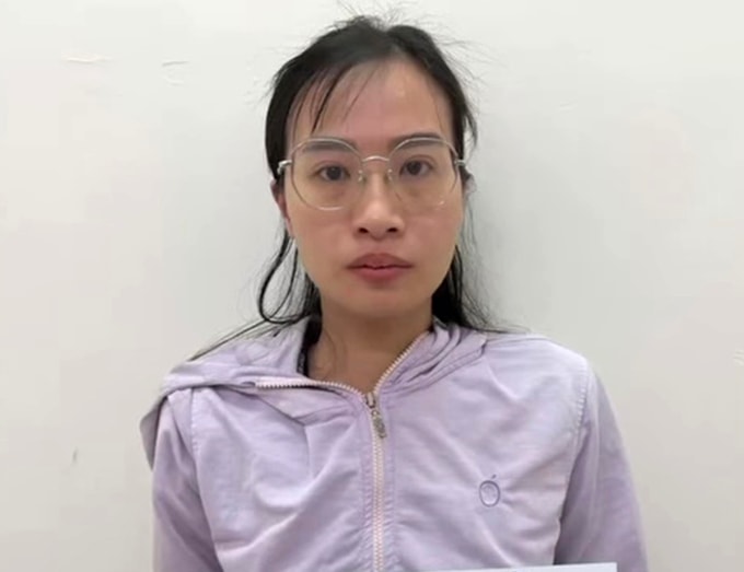 Bùi Thị Thanh Thúy tại cơ quan điều tra. Ảnh: Công an TP HCM